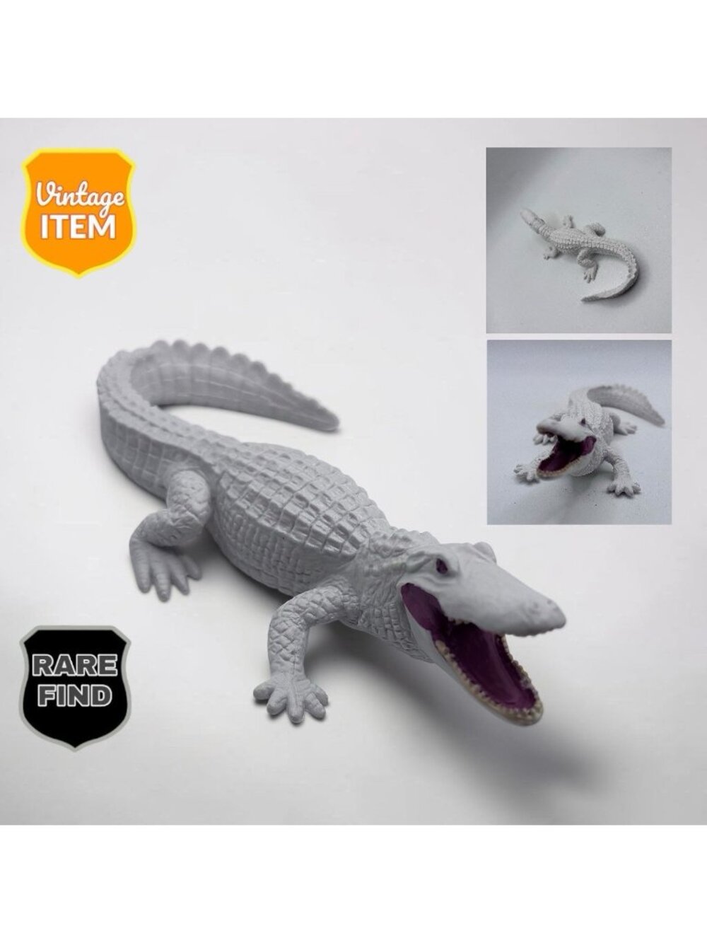 Vintage RARE Unmarked White Albino Crocodile Alligator Figure 5.5 Inches Long.